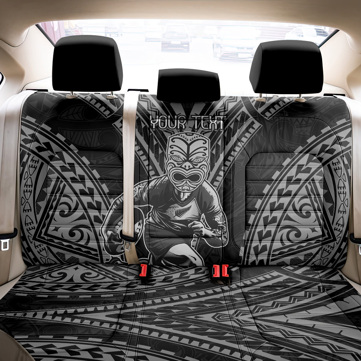 Custom New Zealand Rugby Back Car Seat Cover Maori All Black Warrior Tribal Tattoo