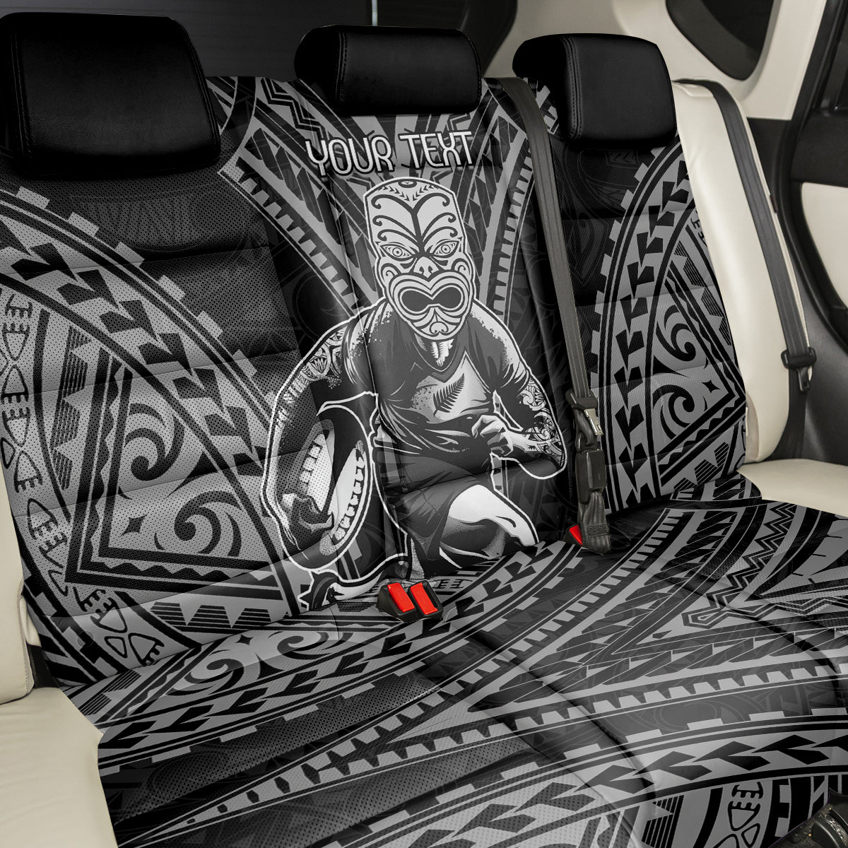 Custom New Zealand Rugby Back Car Seat Cover Maori All Black Warrior Tribal Tattoo