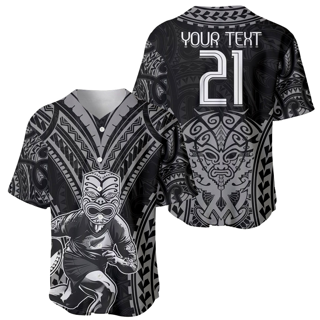 Custom New Zealand Rugby Baseball Jersey Maori All Black Warrior Tribal Tattoo - Vibe Hoodie Shop