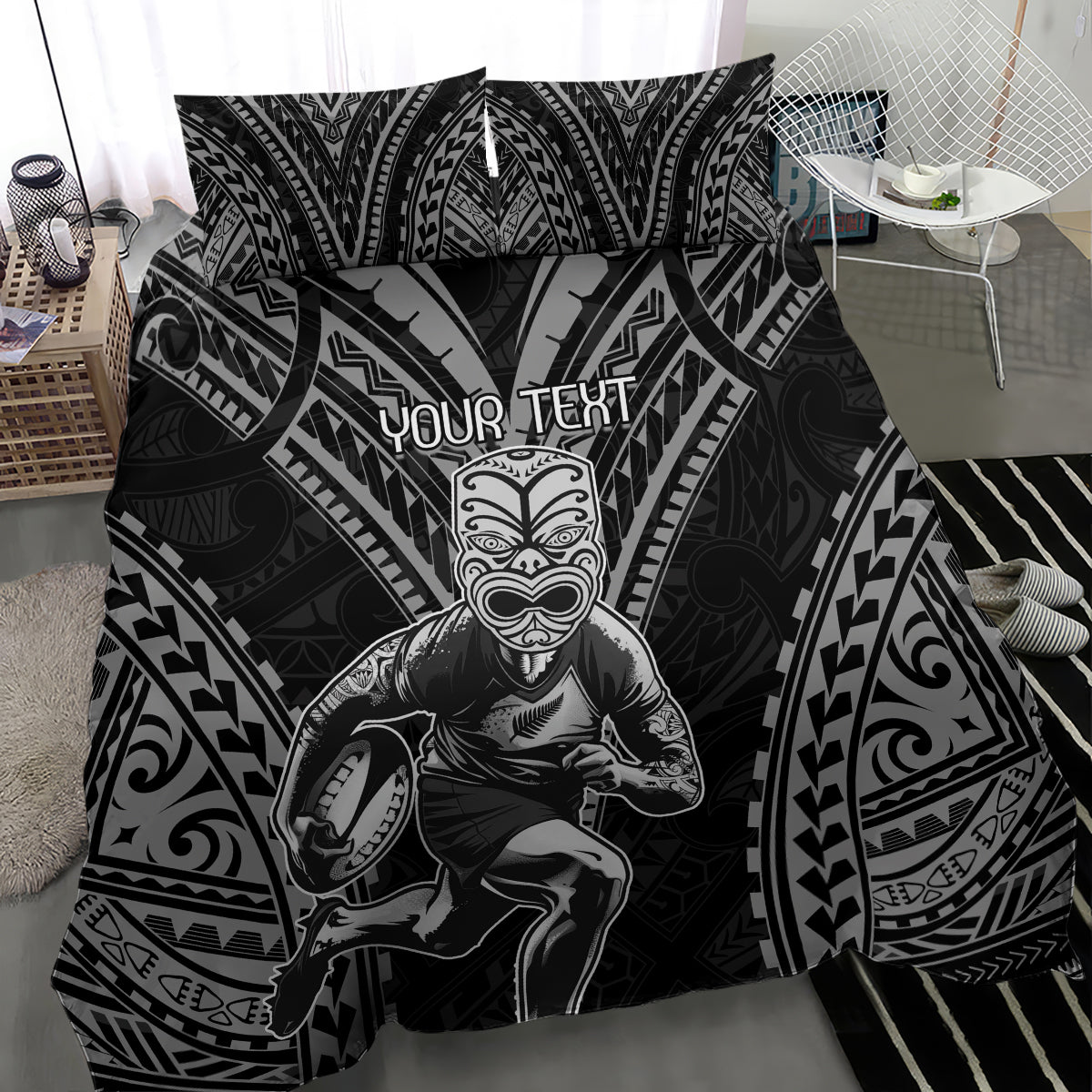 Custom New Zealand Rugby Bedding Set Maori All Black Warrior Tribal Tattoo - Vibe Hoodie Shop