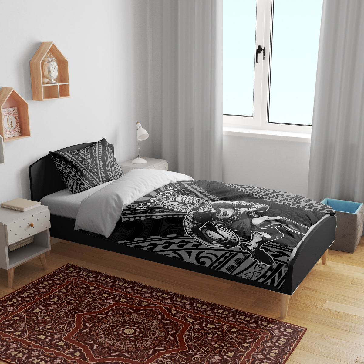 Custom New Zealand Rugby Bedding Set Maori All Black Warrior Tribal Tattoo - Vibe Hoodie Shop