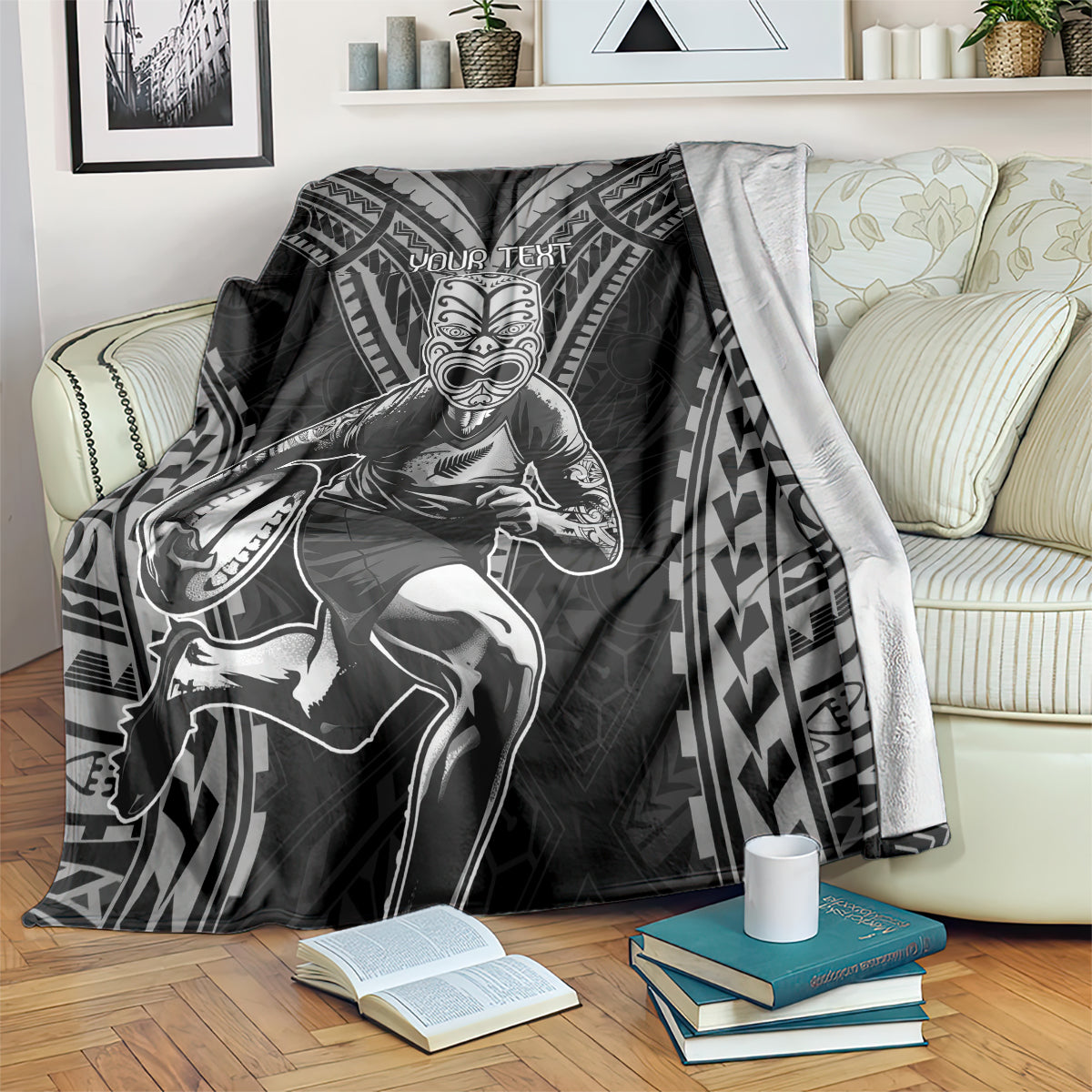 Custom New Zealand Rugby Blanket Maori All Black Warrior Tribal Tattoo - Vibe Hoodie Shop
