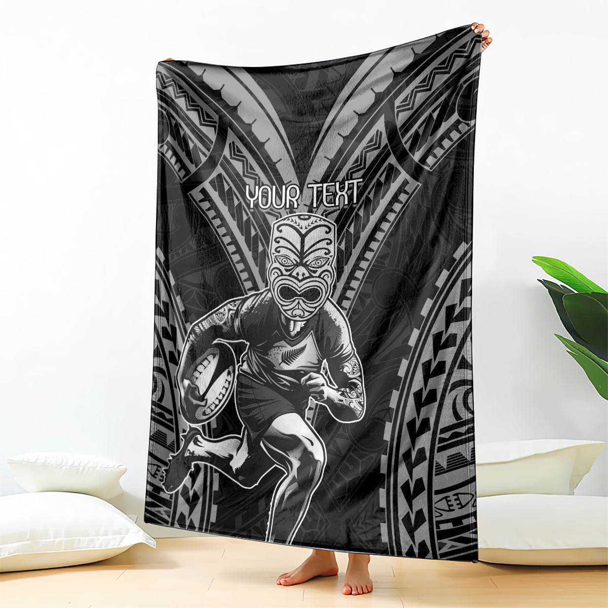 Custom New Zealand Rugby Blanket Maori All Black Warrior Tribal Tattoo - Vibe Hoodie Shop