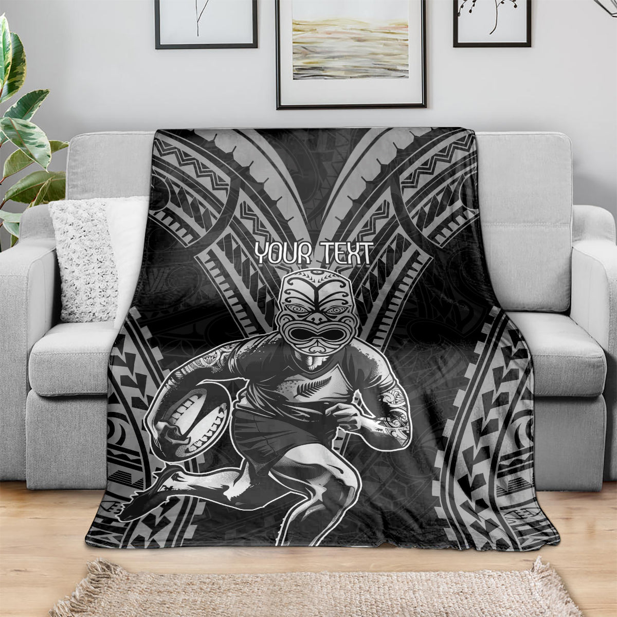 Custom New Zealand Rugby Blanket Maori All Black Warrior Tribal Tattoo - Vibe Hoodie Shop