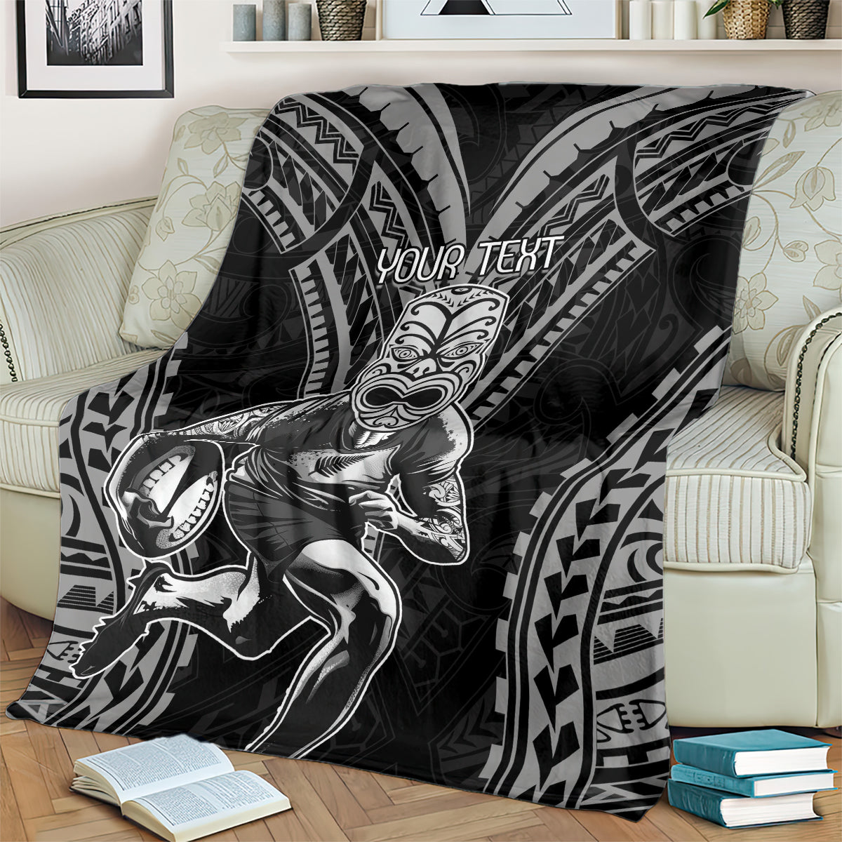 Custom New Zealand Rugby Blanket Maori All Black Warrior Tribal Tattoo - Vibe Hoodie Shop