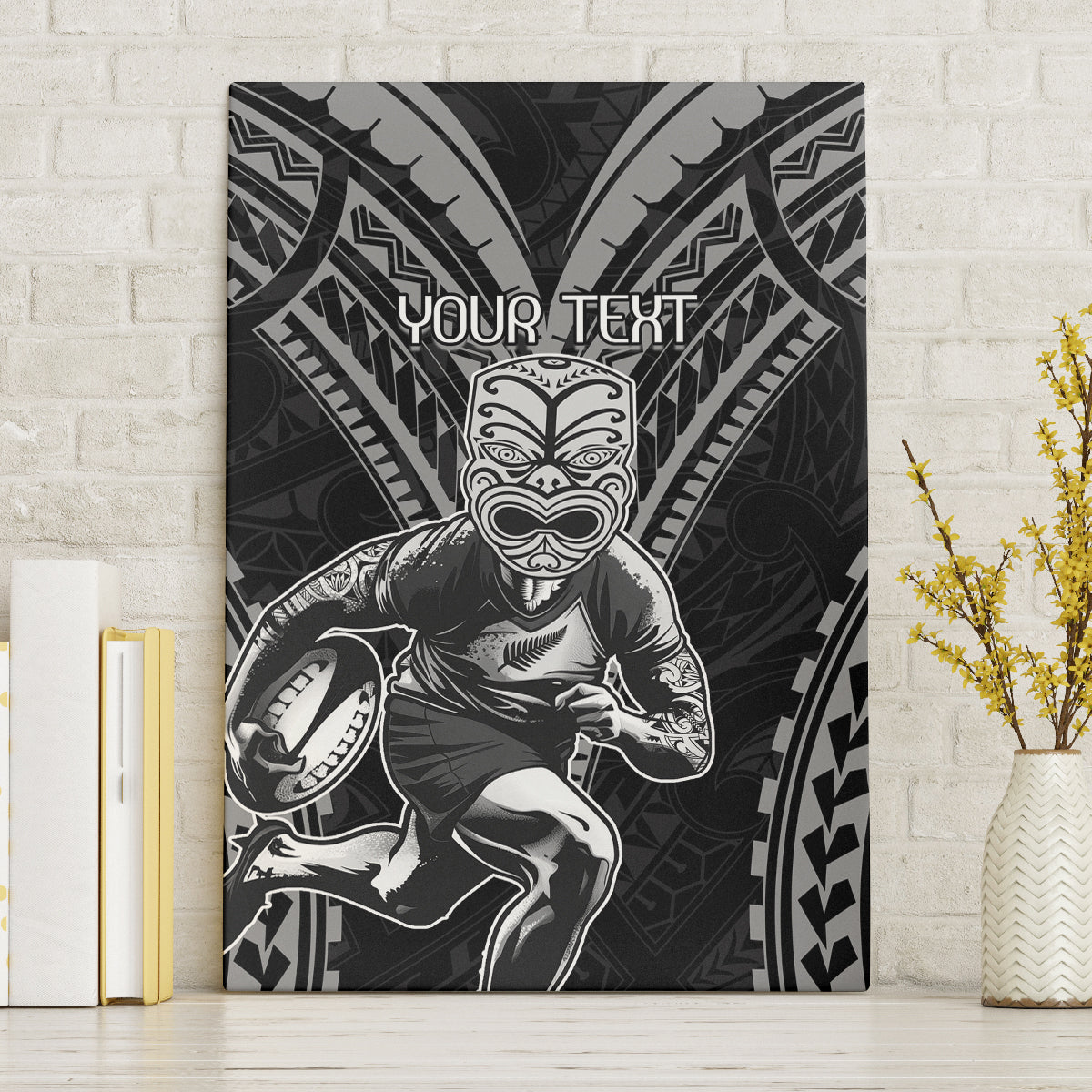 Custom New Zealand Rugby Canvas Wall Art Maori All Black Warrior Tribal Tattoo