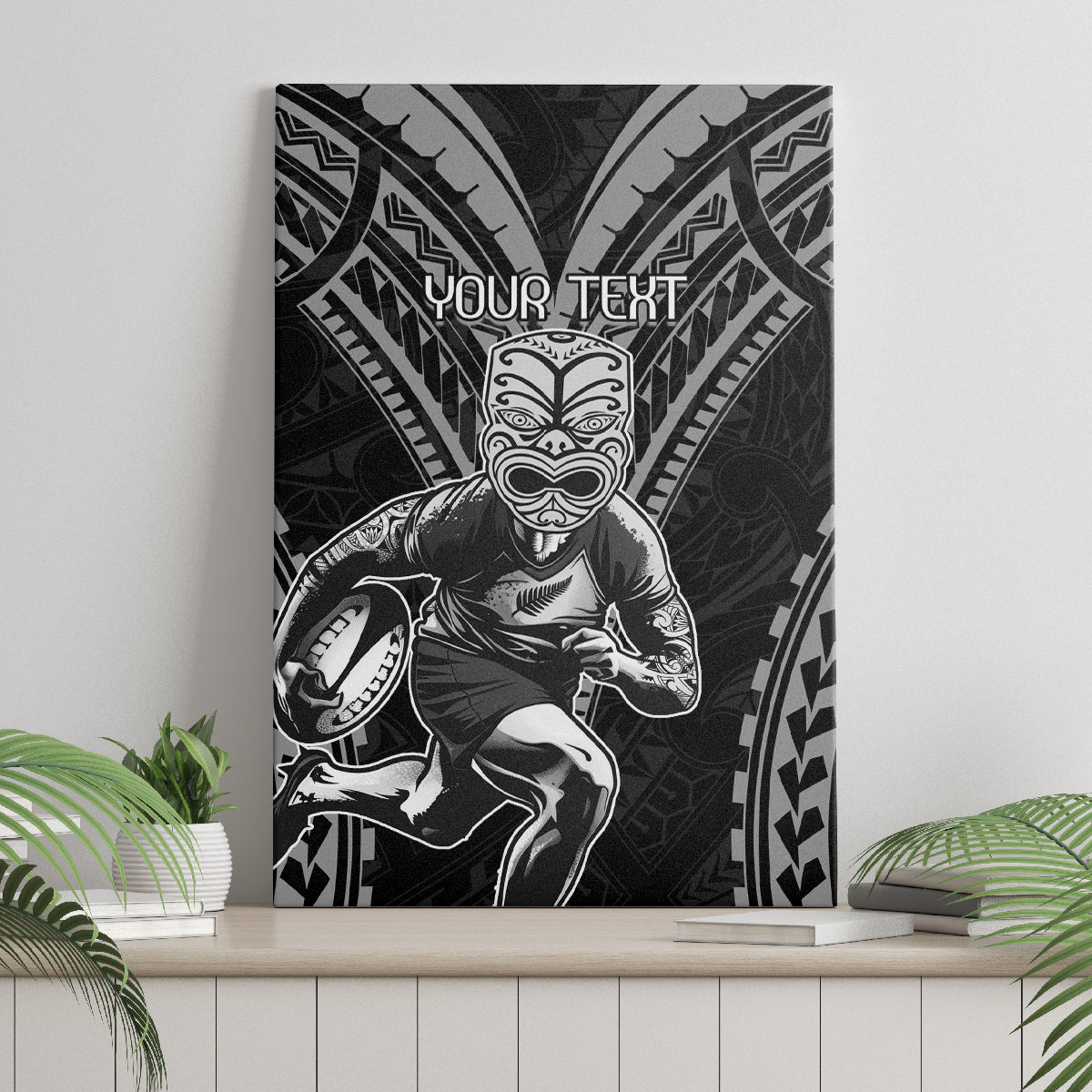 Custom New Zealand Rugby Canvas Wall Art Maori All Black Warrior Tribal Tattoo