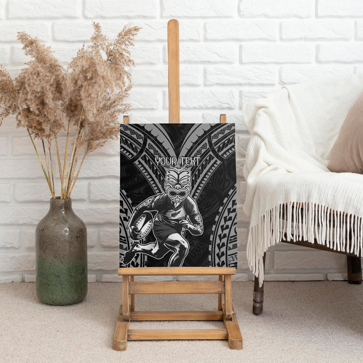 Custom New Zealand Rugby Canvas Wall Art Maori All Black Warrior Tribal Tattoo
