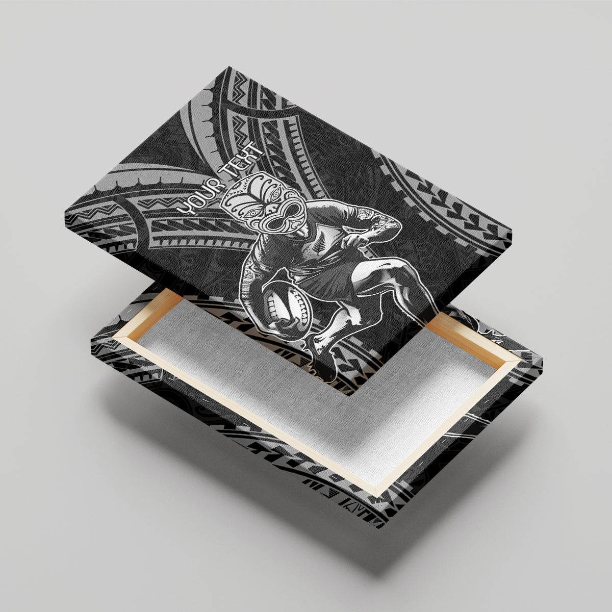 Custom New Zealand Rugby Canvas Wall Art Maori All Black Warrior Tribal Tattoo