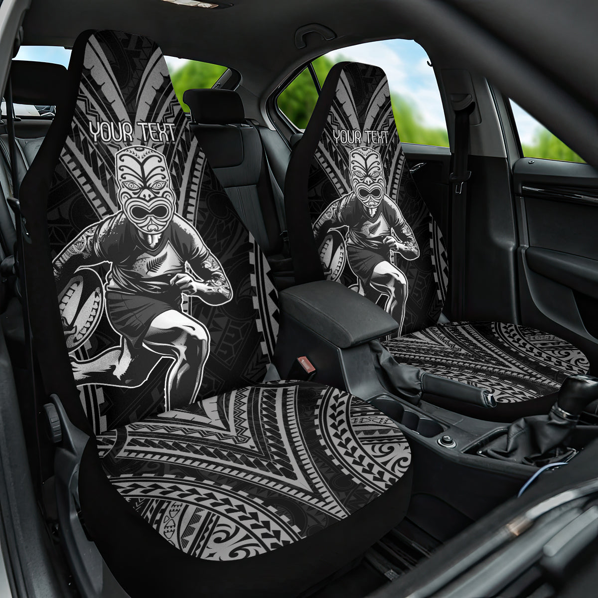 Custom New Zealand Rugby Car Seat Cover Maori All Black Warrior Tribal Tattoo - Vibe Hoodie Shop
