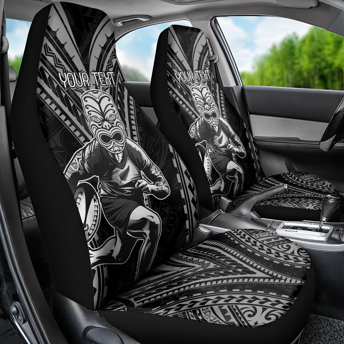 Custom New Zealand Rugby Car Seat Cover Maori All Black Warrior Tribal Tattoo - Vibe Hoodie Shop