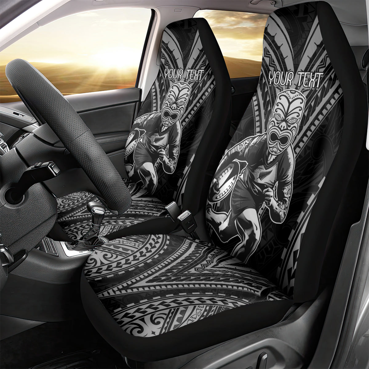 Custom New Zealand Rugby Car Seat Cover Maori All Black Warrior Tribal Tattoo - Vibe Hoodie Shop