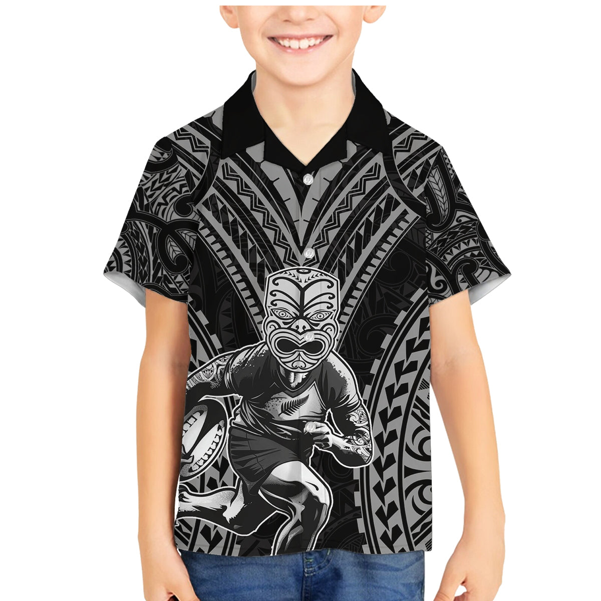 Custom New Zealand Rugby Family Matching Mermaid Dress and Hawaiian Shirt Maori All Black Warrior Tribal Tattoo