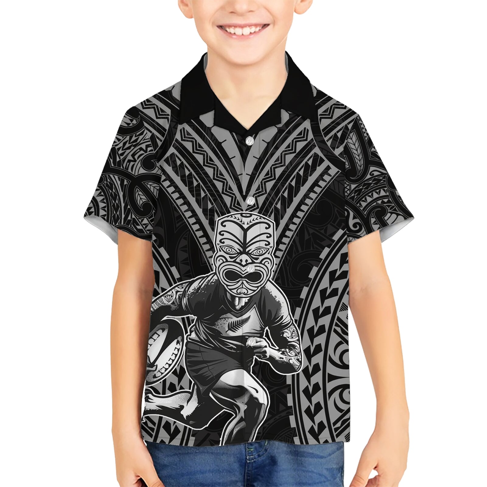 Custom New Zealand Rugby Family Matching Short Sleeve Bodycon Dress and Hawaiian Shirt Maori All Black Warrior Tribal Tattoo