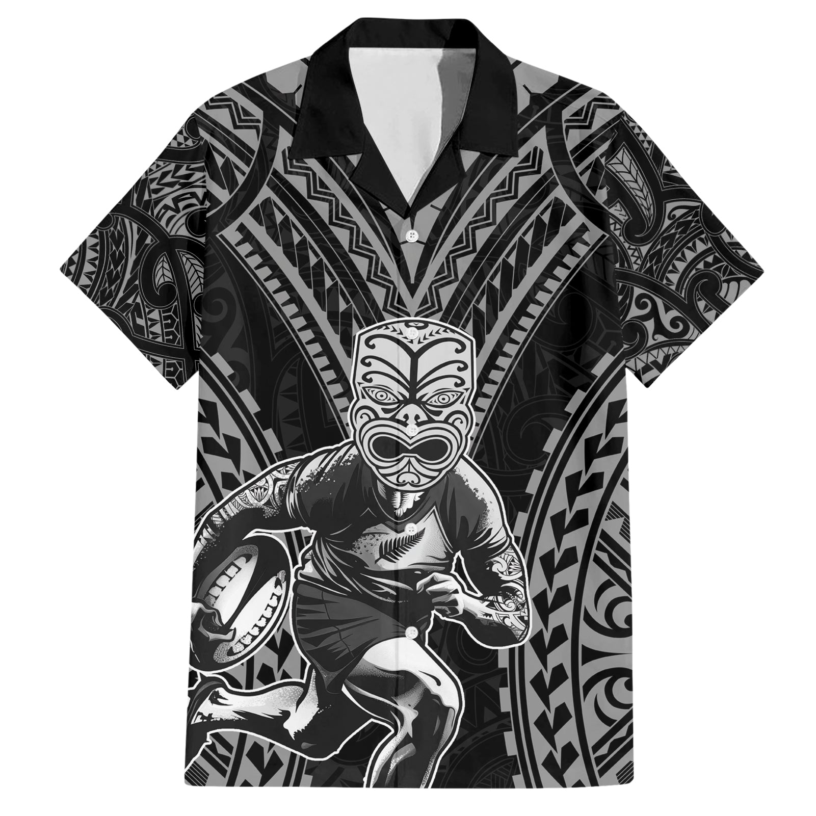 Custom New Zealand Rugby Hawaiian Shirt Maori All Black Warrior Tribal Tattoo - Vibe Hoodie Shop