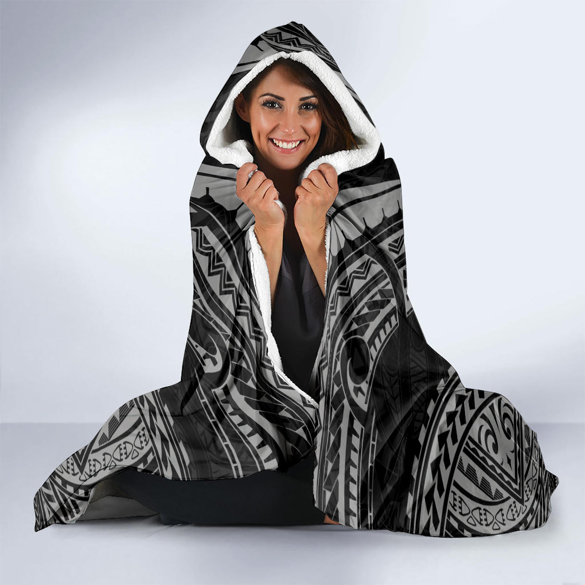 Custom New Zealand Rugby Hooded Blanket Maori All Black Warrior Tribal Tattoo