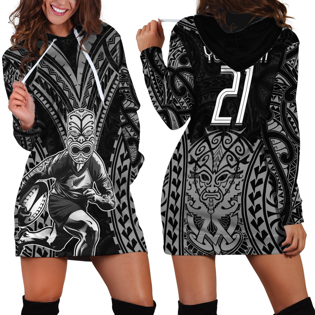Custom New Zealand Rugby Hoodie Dress Maori All Black Warrior Tribal Tattoo - Vibe Hoodie Shop