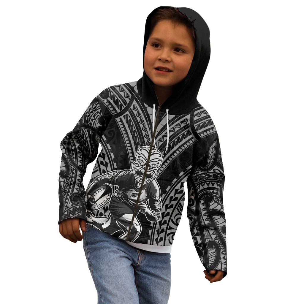 Custom New Zealand Rugby Kid Hoodie Maori All Black Warrior Tribal Tattoo - Vibe Hoodie Shop