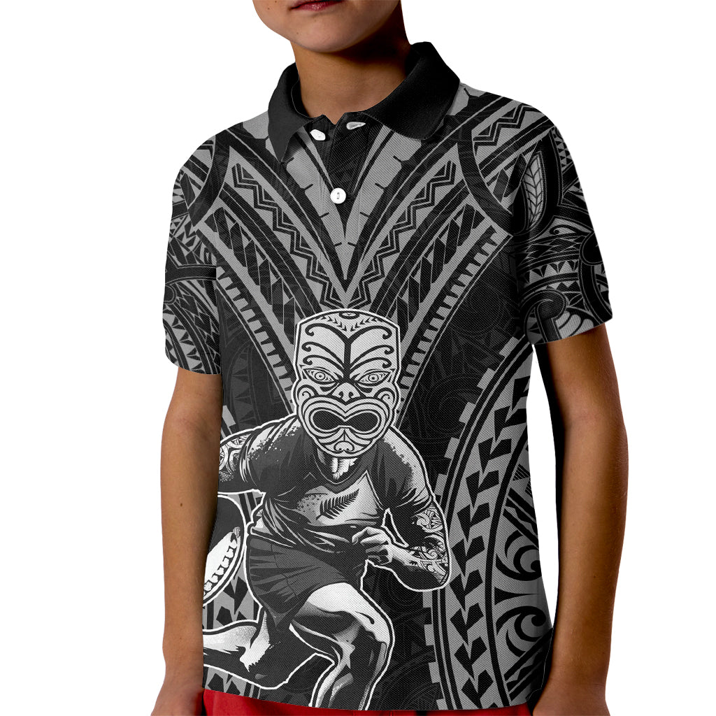 Custom New Zealand Rugby Kid Polo Shirt Maori All Black Warrior Tribal Tattoo - Vibe Hoodie Shop