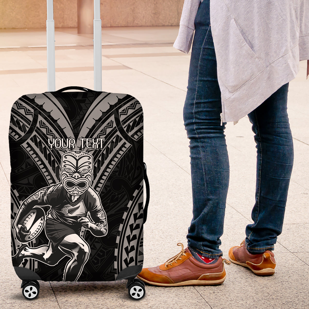 Custom New Zealand Rugby Luggage Cover Maori All Black Warrior Tribal Tattoo - Vibe Hoodie Shop