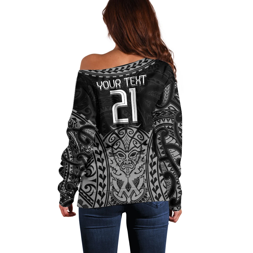 Custom New Zealand Rugby Off Shoulder Sweater Maori All Black Warrior Tribal Tattoo - Vibe Hoodie Shop