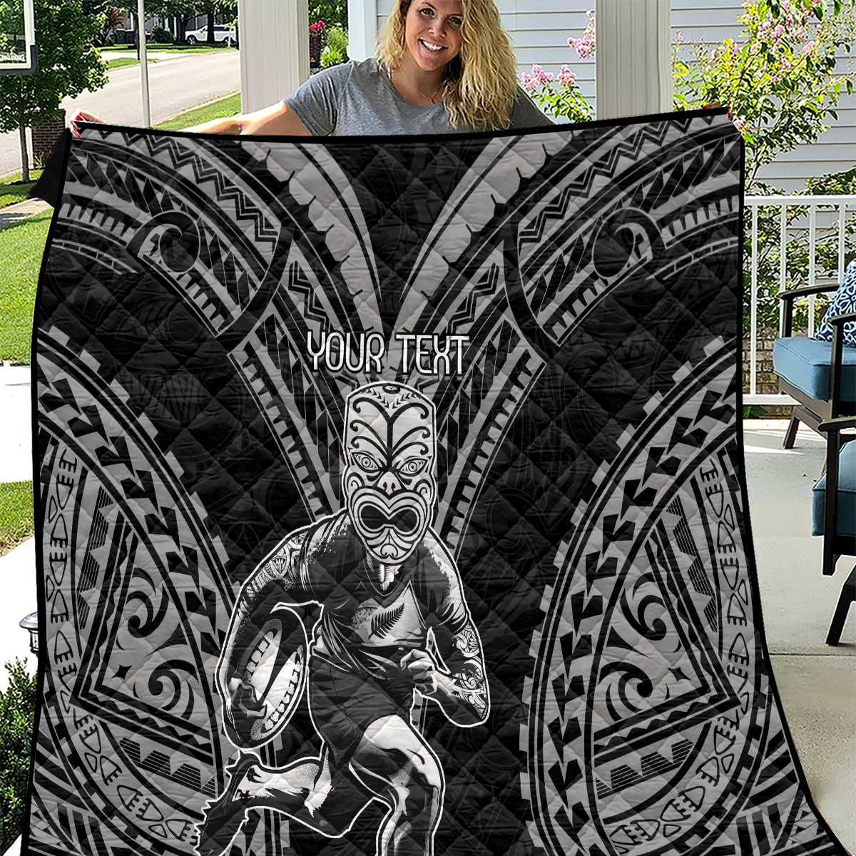 Custom New Zealand Rugby Quilt Maori All Black Warrior Tribal Tattoo - Vibe Hoodie Shop