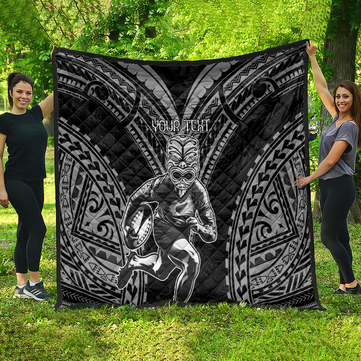 Custom New Zealand Rugby Quilt Maori All Black Warrior Tribal Tattoo - Vibe Hoodie Shop