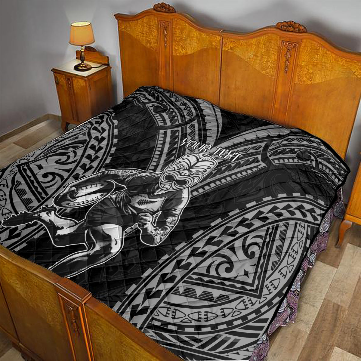 Custom New Zealand Rugby Quilt Maori All Black Warrior Tribal Tattoo - Vibe Hoodie Shop