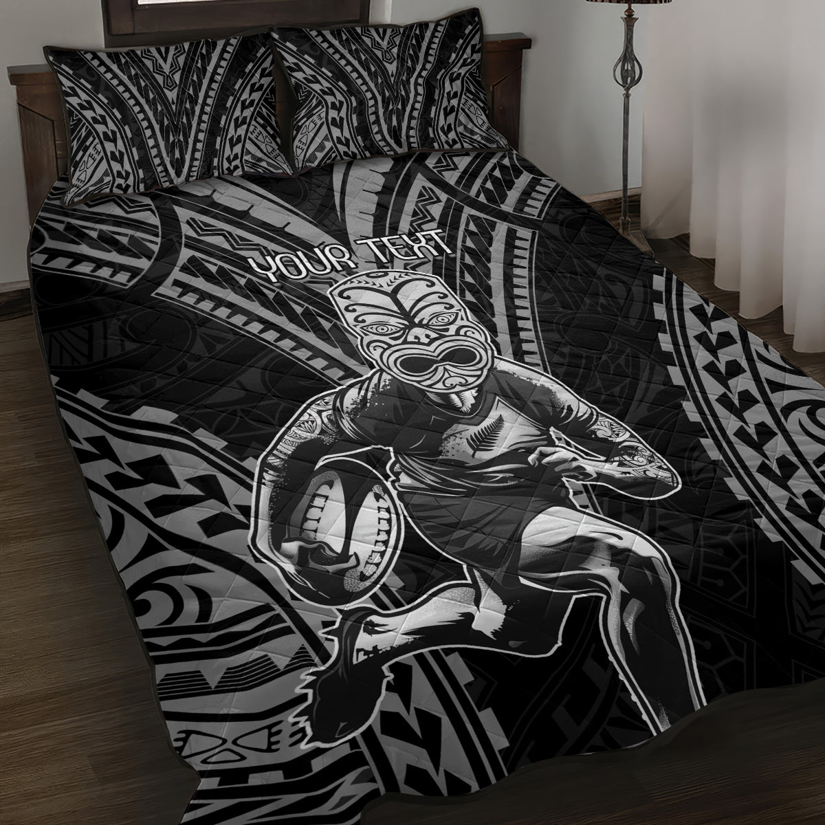 Custom New Zealand Rugby Quilt Bed Set Maori All Black Warrior Tribal Tattoo - Vibe Hoodie Shop