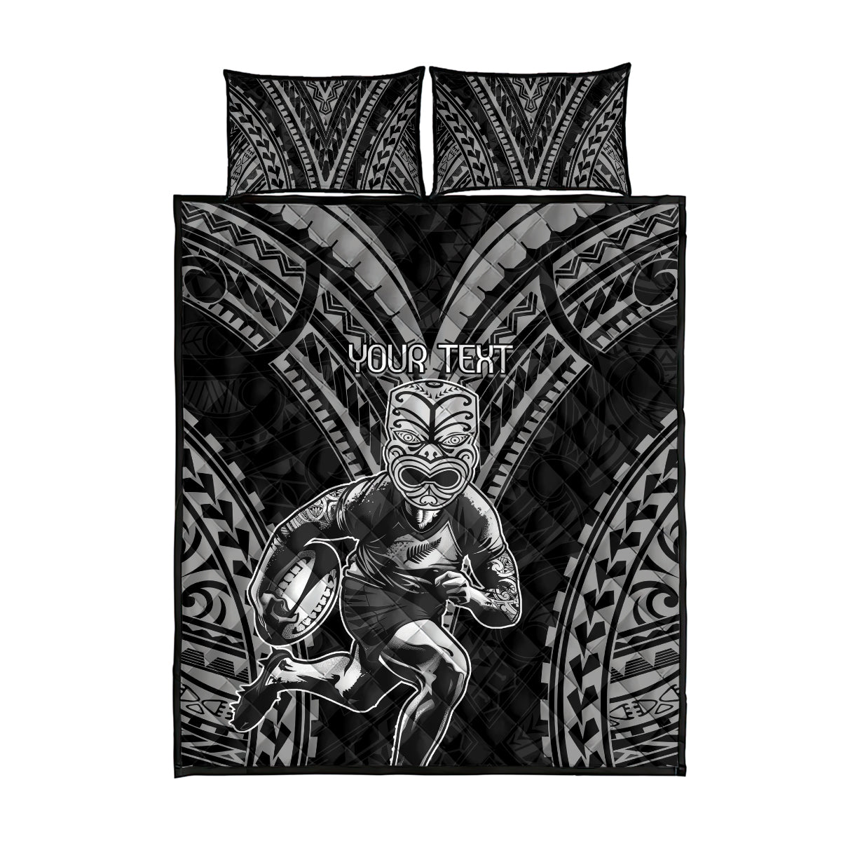 Custom New Zealand Rugby Quilt Bed Set Maori All Black Warrior Tribal Tattoo - Vibe Hoodie Shop
