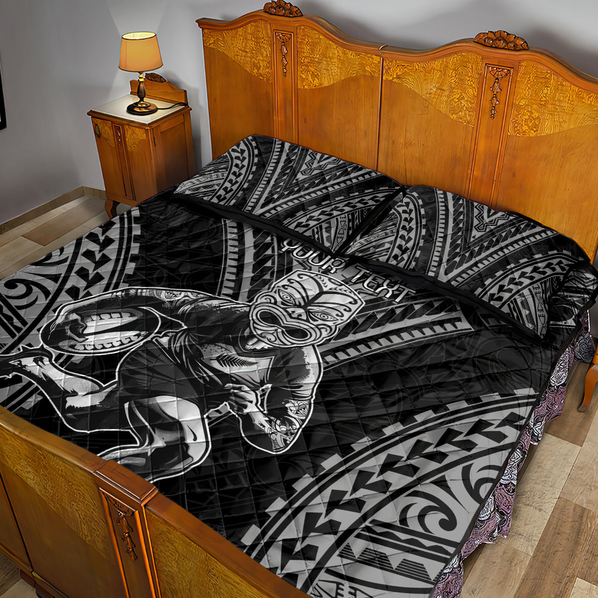 Custom New Zealand Rugby Quilt Bed Set Maori All Black Warrior Tribal Tattoo - Vibe Hoodie Shop