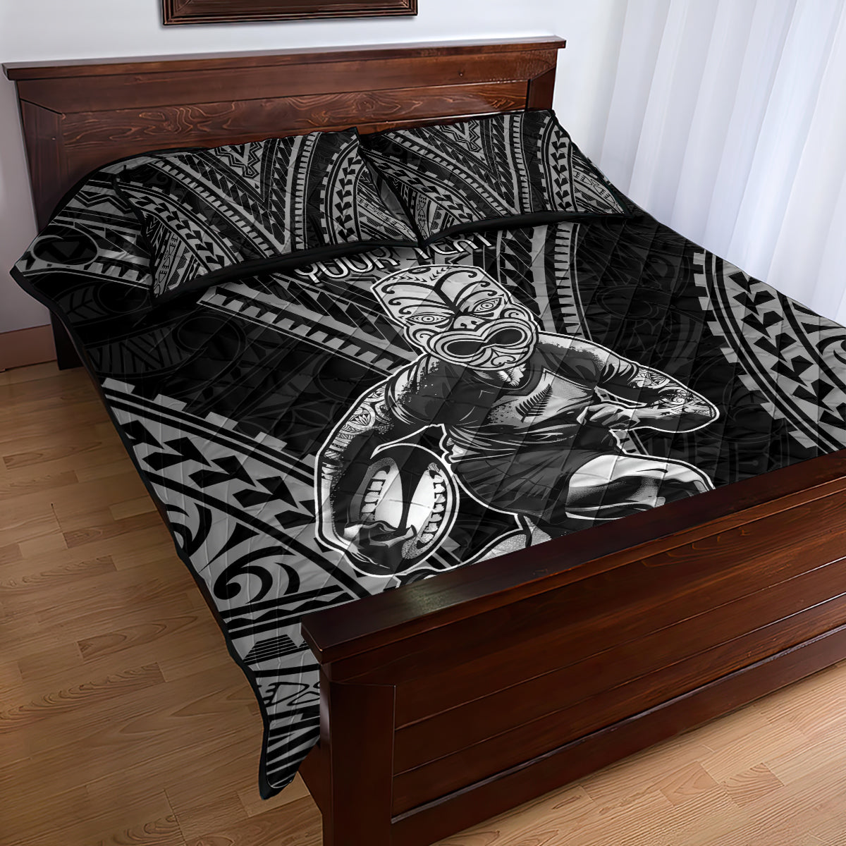 Custom New Zealand Rugby Quilt Bed Set Maori All Black Warrior Tribal Tattoo - Vibe Hoodie Shop