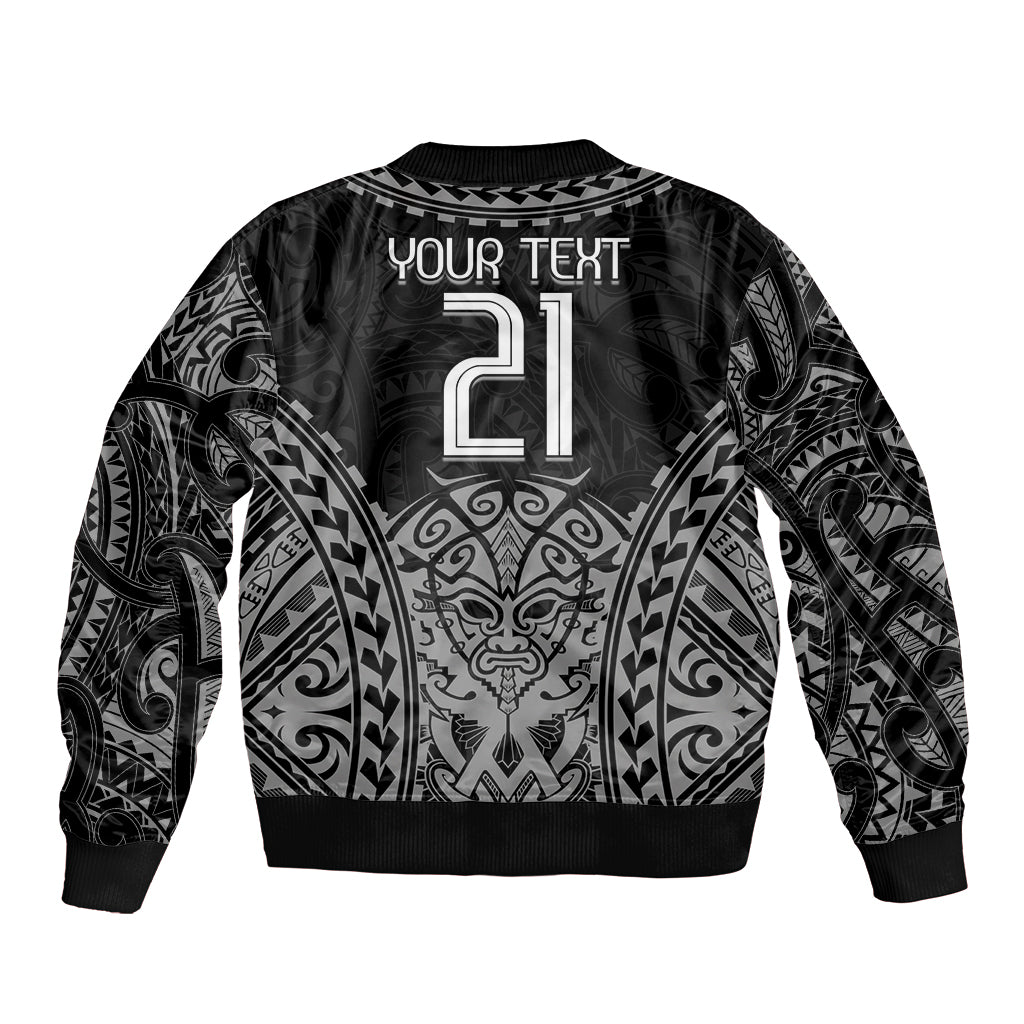 Custom New Zealand Rugby Sleeve Zip Bomber Jacket Maori All Black Warrior Tribal Tattoo