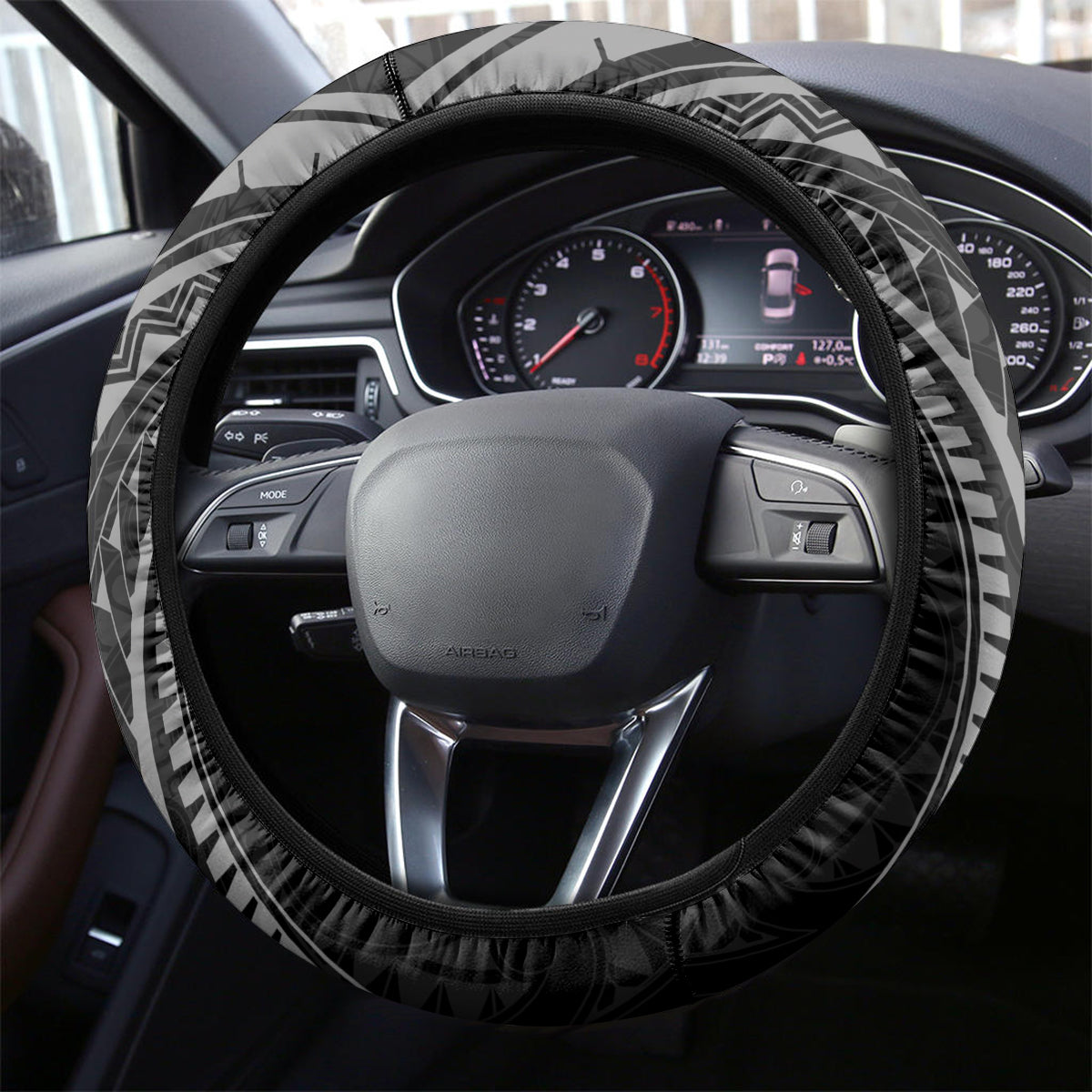 New Zealand Rugby Steering Wheel Cover Maori All Black Warrior Tribal Tattoo