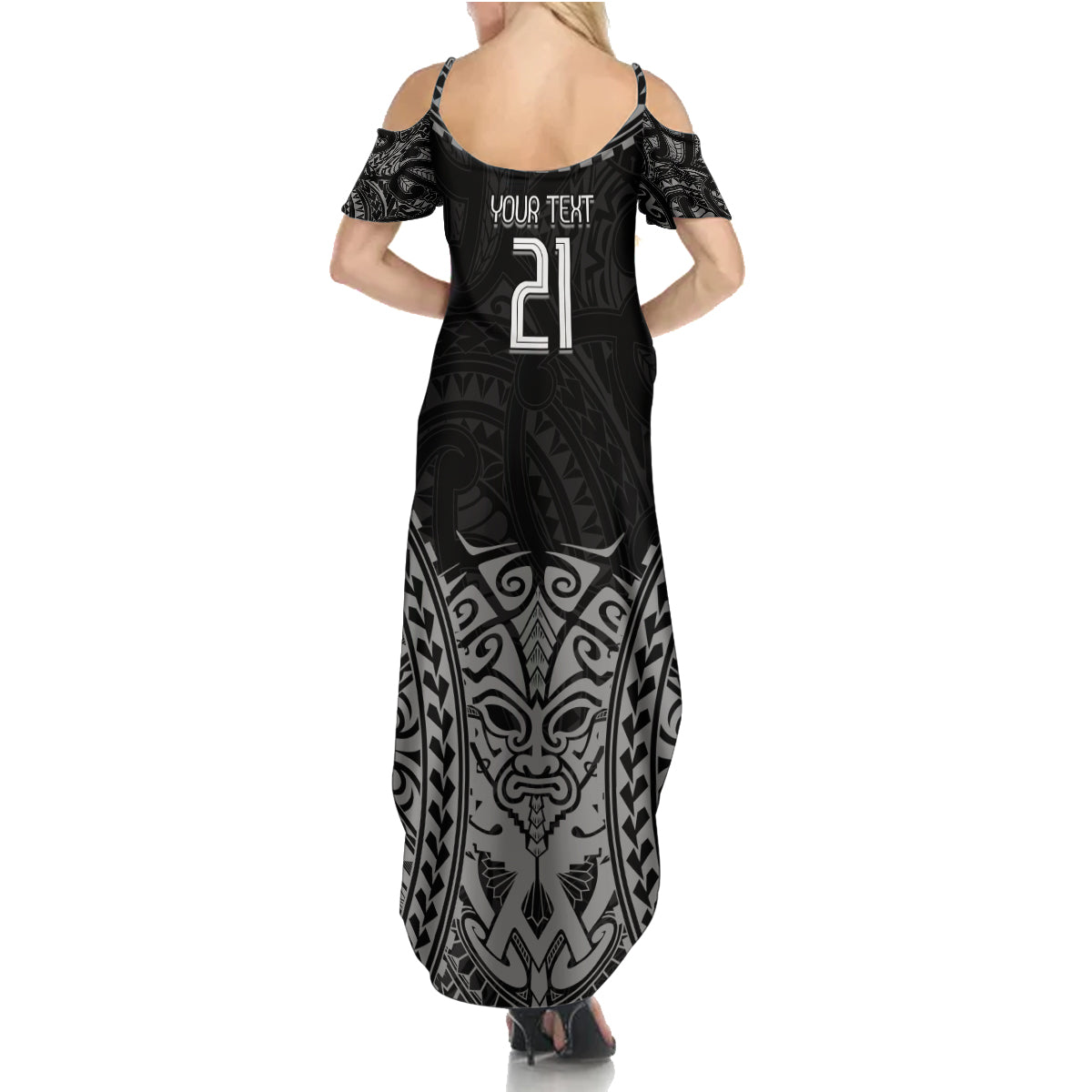 Custom New Zealand Rugby Summer Maxi Dress Maori All Black Warrior Tribal Tattoo