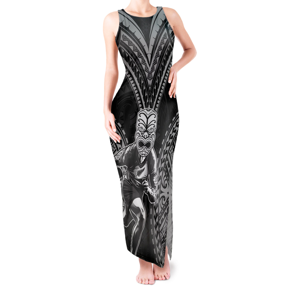 Custom New Zealand Rugby Tank Maxi Dress Maori All Black Warrior Tribal Tattoo