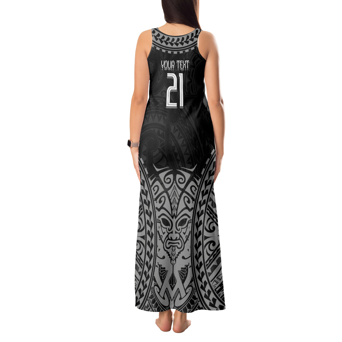 Custom New Zealand Rugby Tank Maxi Dress Maori All Black Warrior Tribal Tattoo