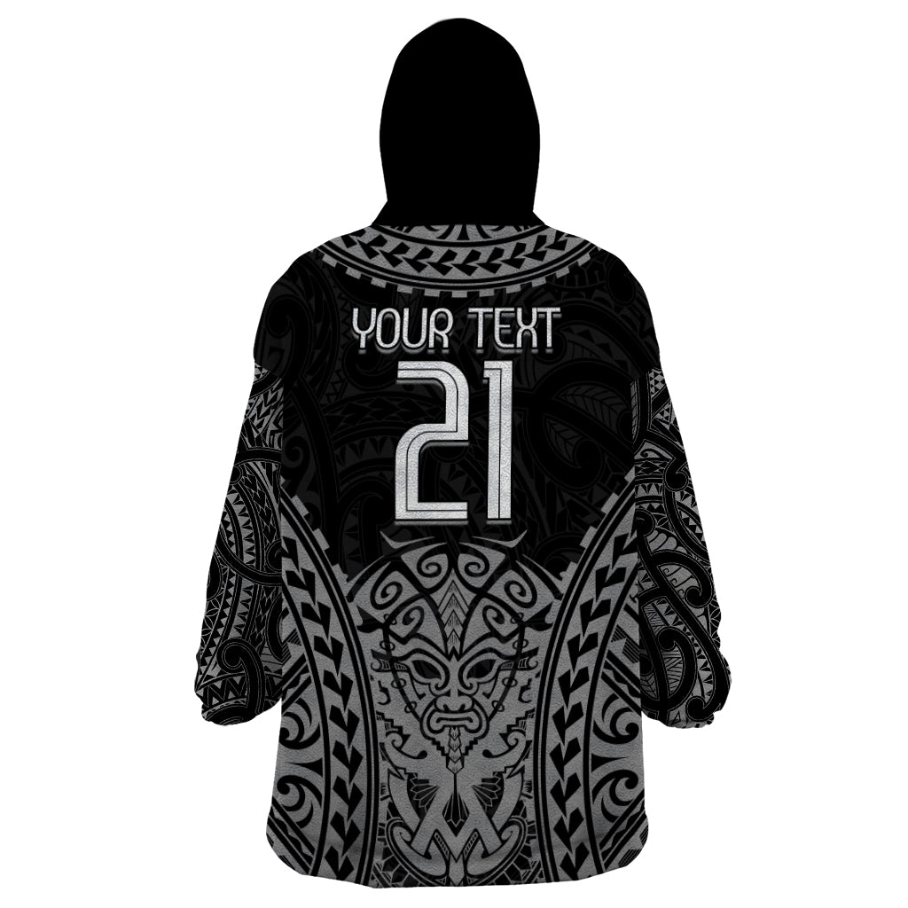 Custom New Zealand Rugby Wearable Blanket Hoodie Maori All Black Warrior Tribal Tattoo - Vibe Hoodie Shop