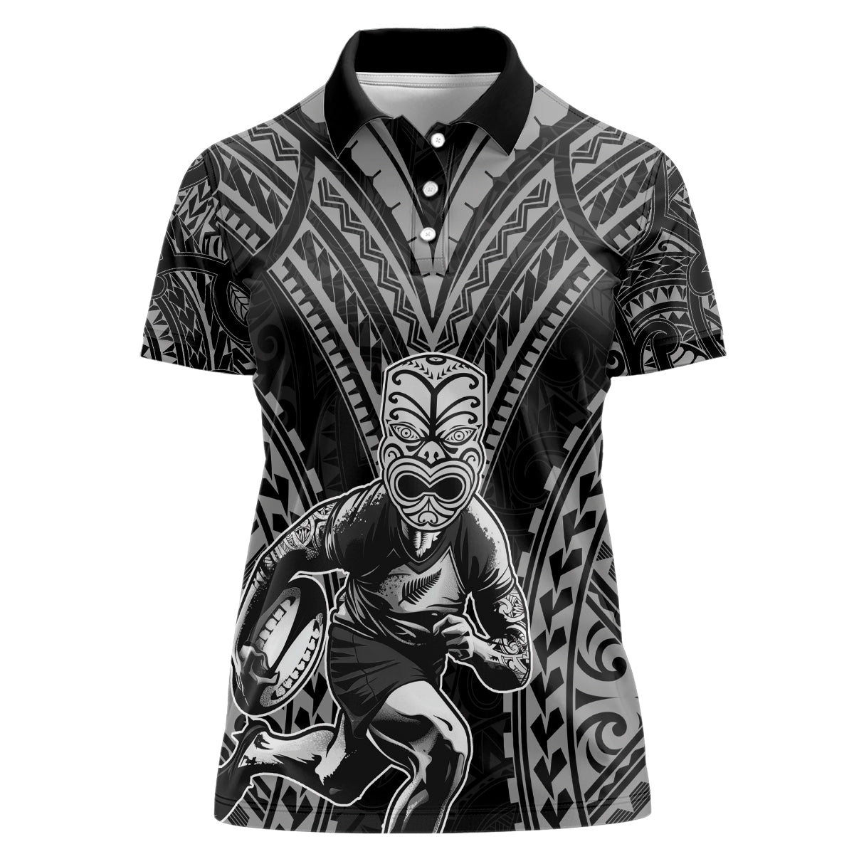 Custom New Zealand Rugby Women Polo Shirt Maori All Black Warrior Tribal Tattoo - Vibe Hoodie Shop