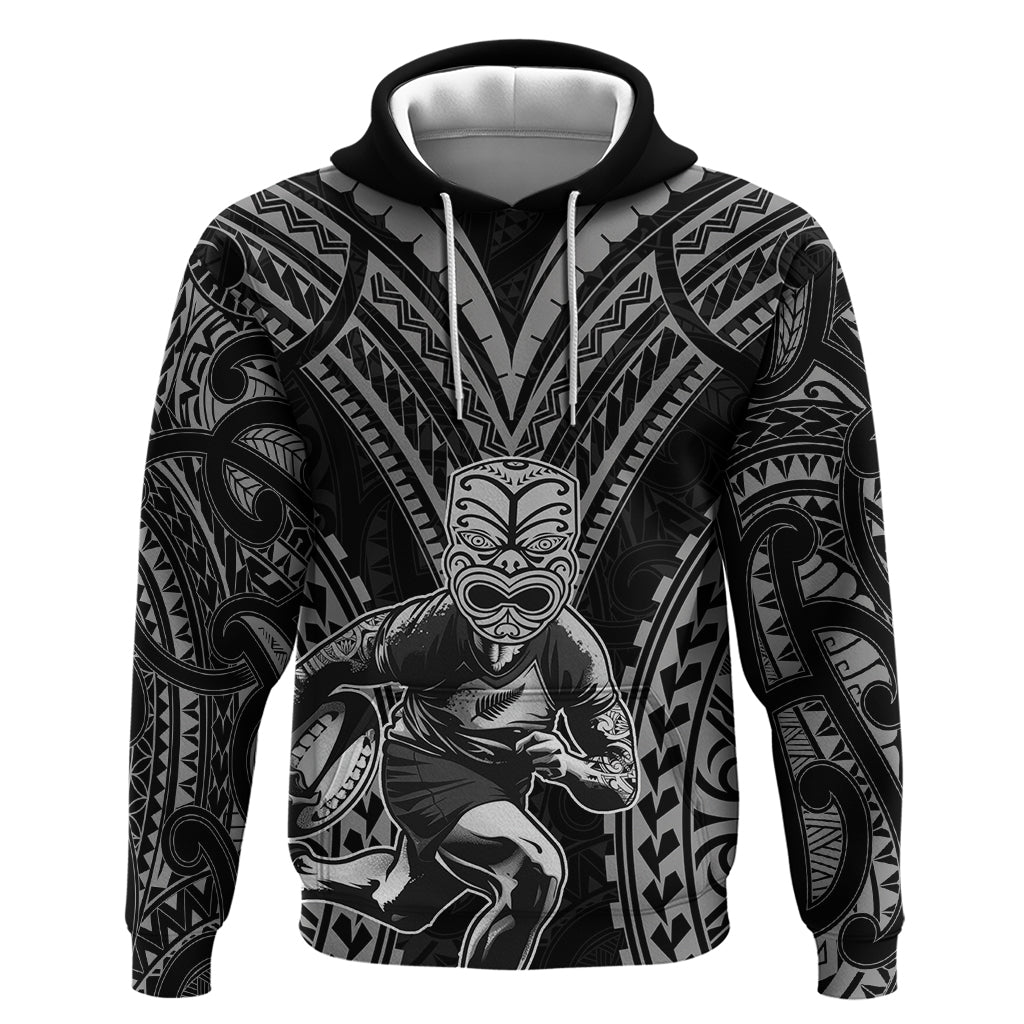 Custom New Zealand Rugby Zip Hoodie Maori All Black Warrior Tribal Tattoo - Vibe Hoodie Shop