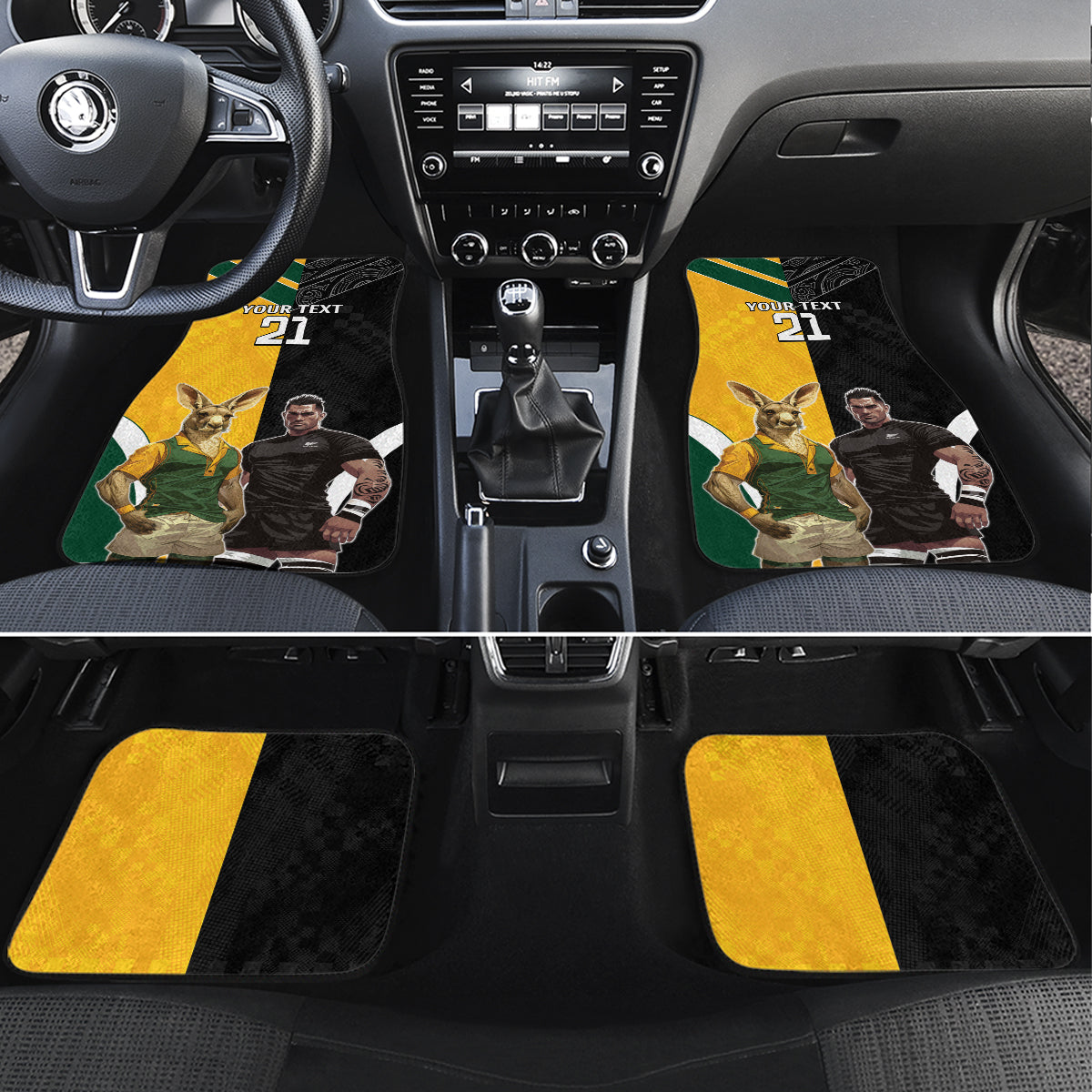 Custom New Zealand and Australia Rugby Car Mats Kangroo and Maori Warrior Together