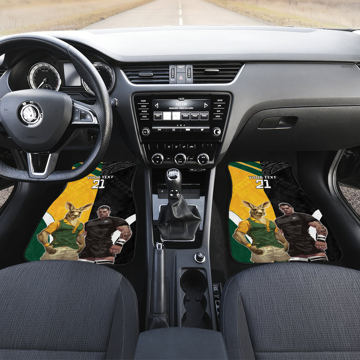 Custom New Zealand and Australia Rugby Car Mats Kangroo and Maori Warrior Together