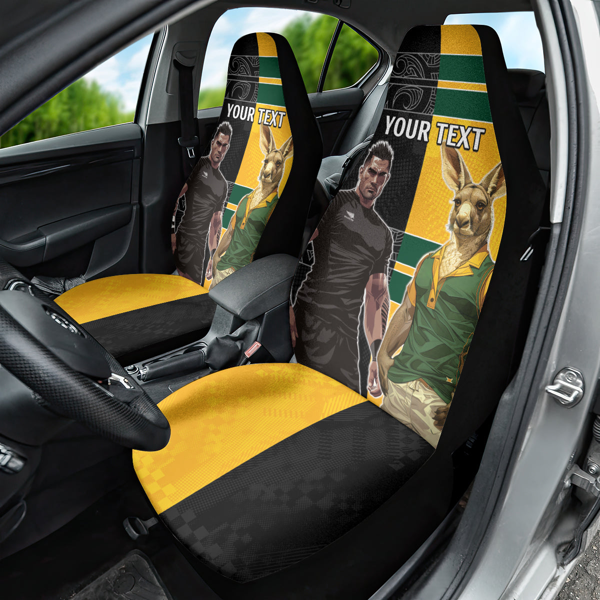 Custom New Zealand and Australia Rugby Car Seat Cover Kangroo and Maori Warrior Together - Vibe Hoodie Shop