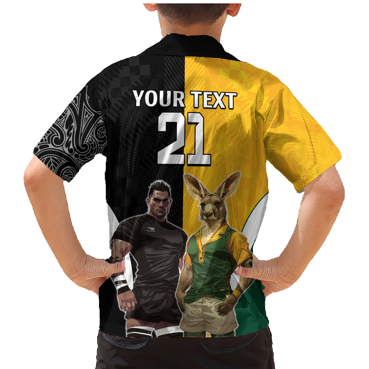 Custom New Zealand and Australia Rugby Family Matching Mermaid Dress and Hawaiian Shirt Kangroo and Maori Warrior Together