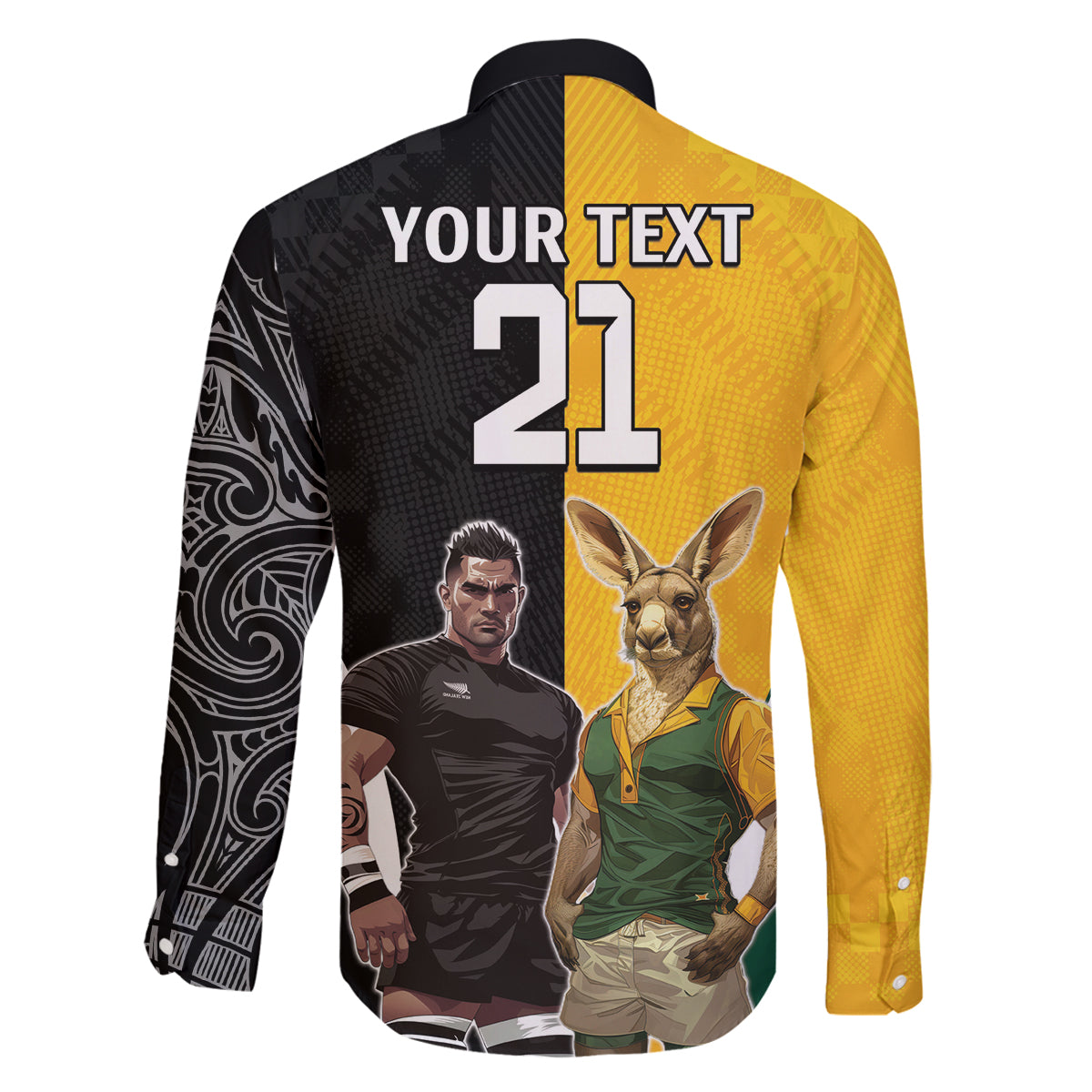 Custom New Zealand and Australia Rugby Family Matching Off Shoulder Maxi Dress and Hawaiian Shirt Kangroo and Maori Warrior Together