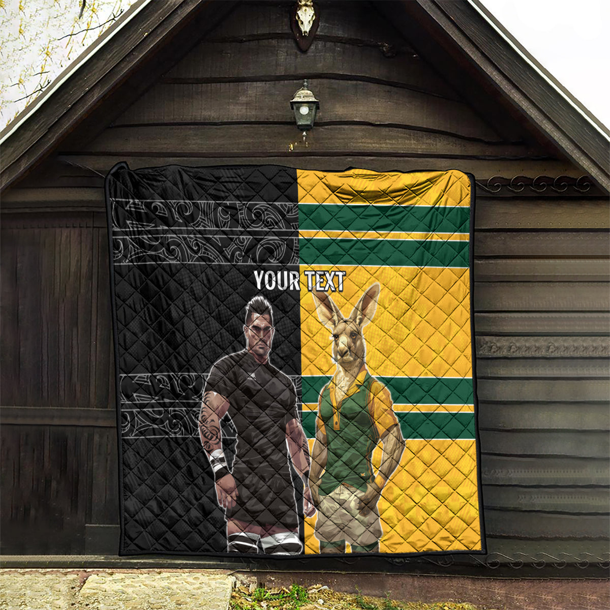 Custom New Zealand and Australia Rugby Quilt Kangroo and Maori Warrior Together - Vibe Hoodie Shop