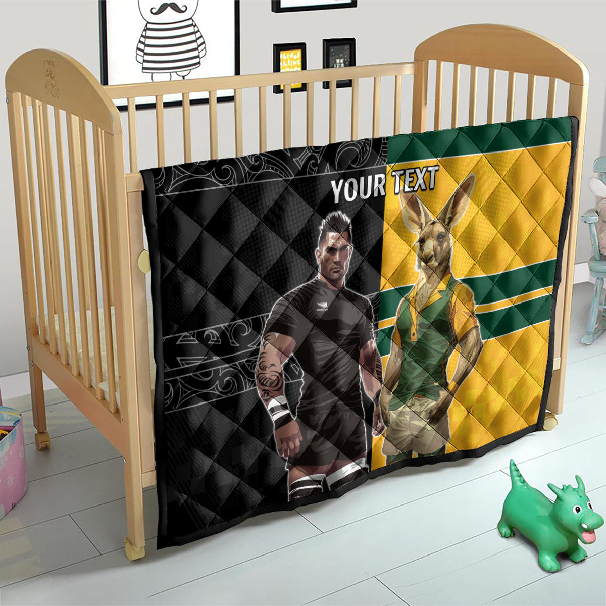 Custom New Zealand and Australia Rugby Quilt Kangroo and Maori Warrior Together - Vibe Hoodie Shop