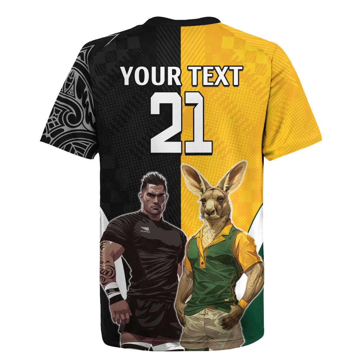 Custom New Zealand and Australia Rugby Rugby Jersey Kangroo and Maori Warrior Together