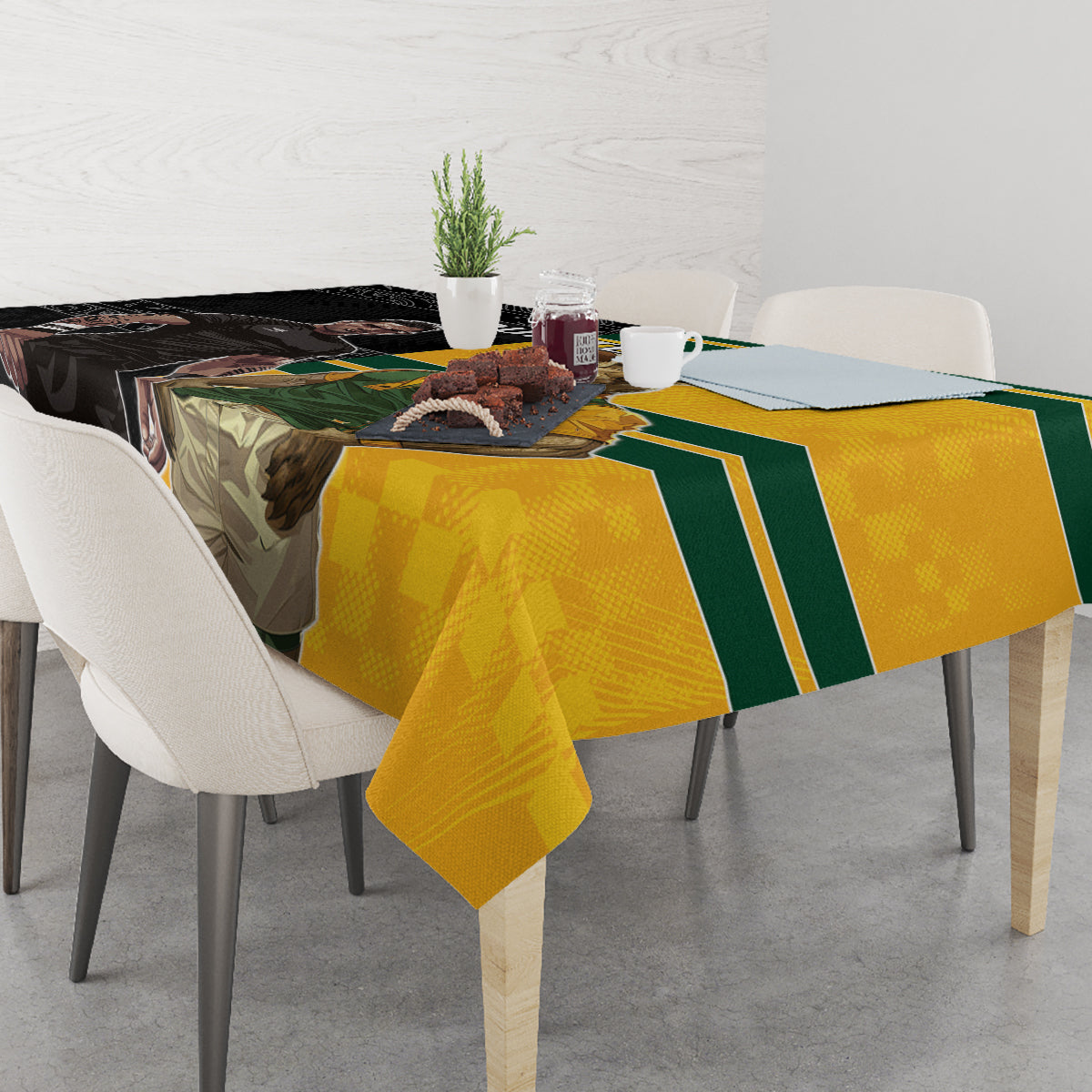 Custom New Zealand and Australia Rugby Tablecloth Kangroo and Maori Warrior Together