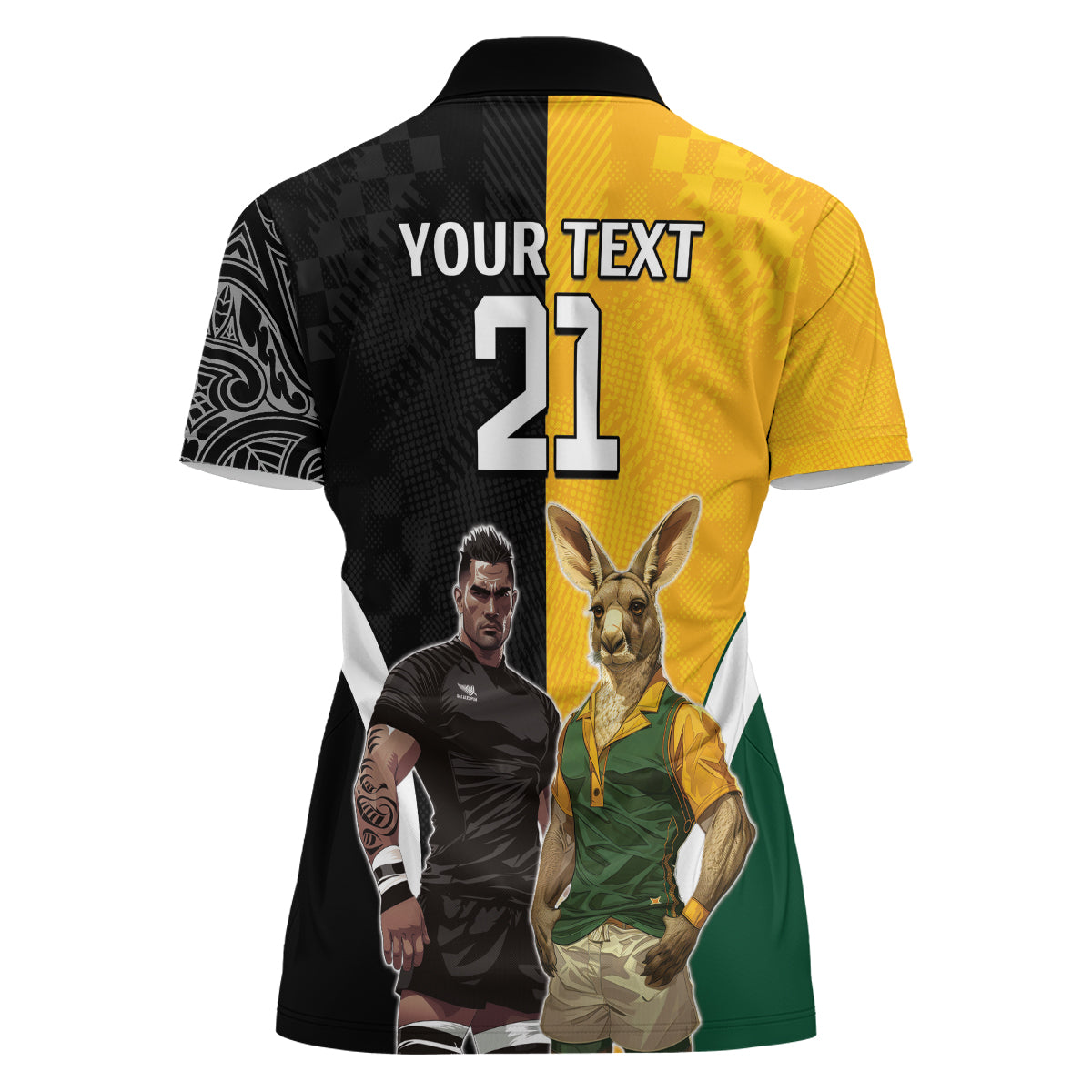 Custom New Zealand and Australia Rugby Women Polo Shirt Kangroo and Maori Warrior Together - Vibe Hoodie Shop